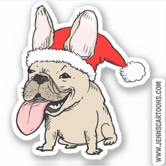 Funny Holiday French Bulldog Dog Frenchie Clause Sticker (Voorkant)