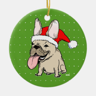 Funny Holiday French Bulldog Frenchie Kerstmis Keramisch Ornament