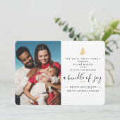 Funny Holiday Geboorteaankondiging met 2 Foto's Kaart (Staand voorkant)