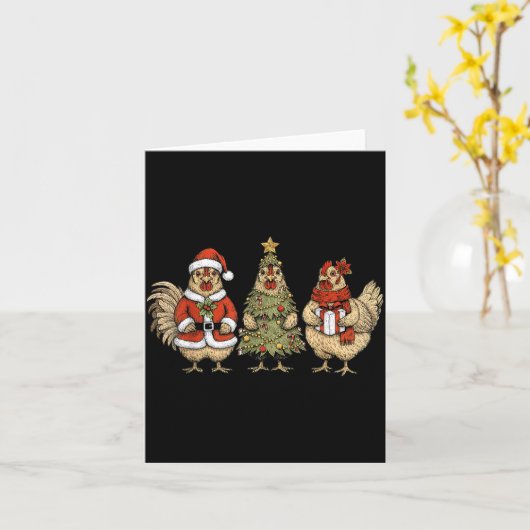 Funny Holiday Hen Christmas Chicken Kaart (Gele Bloem)