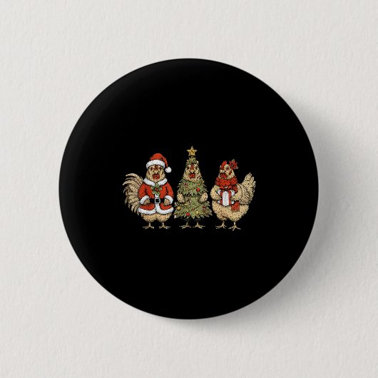 Funny Holiday Hen Christmas Chicken Ronde Button 5,7 Cm (Voorkant)
