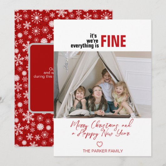 Funny Holiday-kaarten Alles is prima Foto Feestdagenkaart (Voorkant / Achterkant)