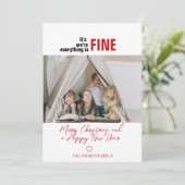 Funny Holiday-kaarten Alles is prima Foto Feestdagenkaart (Staand voorkant)