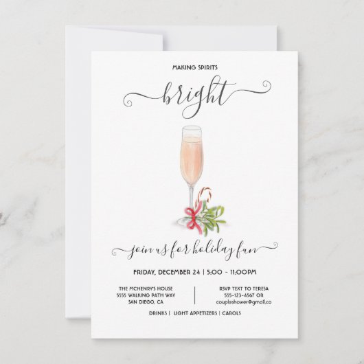 Funny Holiday Kerstmis Uitnodiging van cocktail Pa (Voorkant)