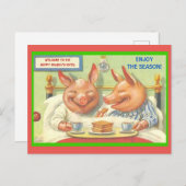 Funny Holiday Pigs Season's Greetings copy Briefkaart (Voorkant / Achterkant)