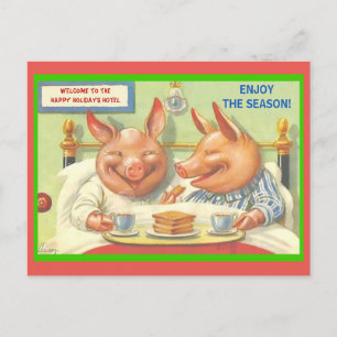 Funny Holiday Pigs Season's Greetings  copy Briefkaart