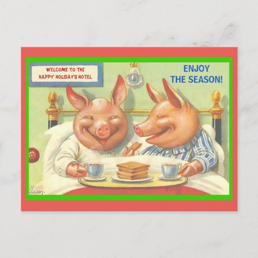 Funny Holiday Pigs Season's Greetings copy Briefkaart (Voorkant)