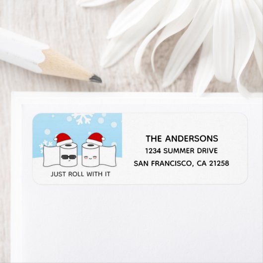 Funny Holiday rolt gewoon met het adreslabel Etiket (Insitu)