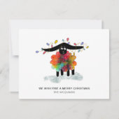 Funny Holiday Sheep met kerstverlichting Kaart (Voorkant)