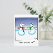 Funny Holiday Snowman Cartoon Briefkaart (Staand voorkant)
