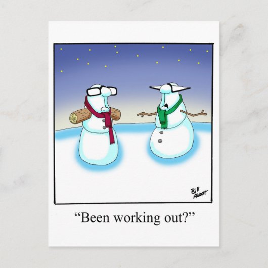 Funny Holiday Snowman Cartoon Briefkaart (Voorkant)