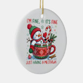 “Funny Holiday – Snowman Meltdown  Keramisch Ornament (Rechts)