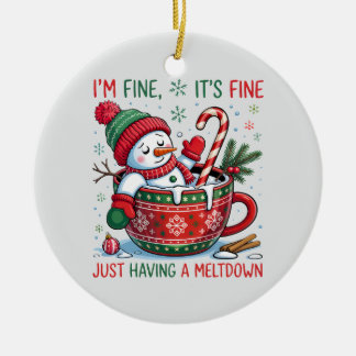 “Funny Holiday – Snowman Meltdown  Keramisch Ornament