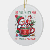 “Funny Holiday – Snowman Meltdown  Keramisch Ornament (Links)
