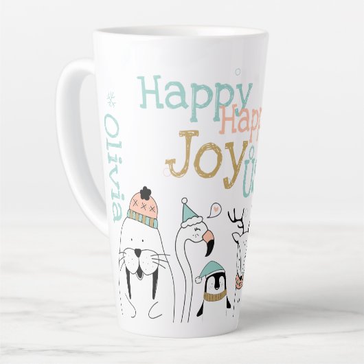 Funny Holiday Winter Animals Happy Latte Mok (Linkerhoek)