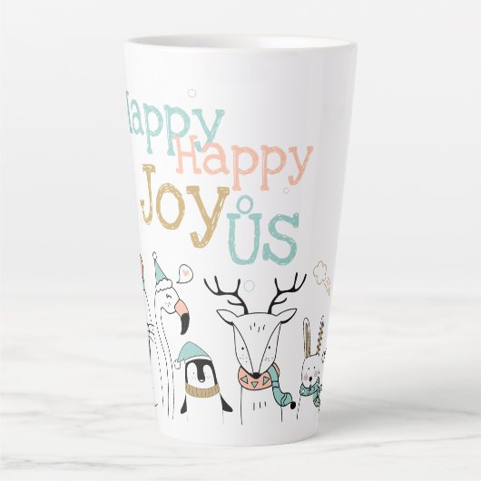 Funny Holiday Winter Animals Happy Latte Mok (Voorkant)