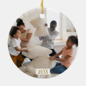 Funny Holiday Zelden kalm Altijd foto Keramisch Ornament (Achterkant)