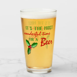 Funny Holly Jolly Red Berries Green Leaves Glas