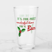 Funny Holly Jolly Red Berries Green Leaves Glas (Voorkant)