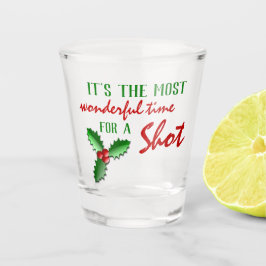 Funny Holly Jolly Red Berries Green Leaves Shot Glas