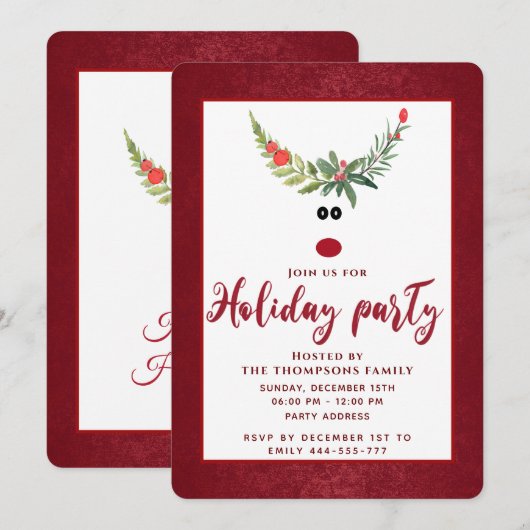 Funny holly reinherder-feestdag bedrijfsinspanning kaart (Voorkant / Achterkant)