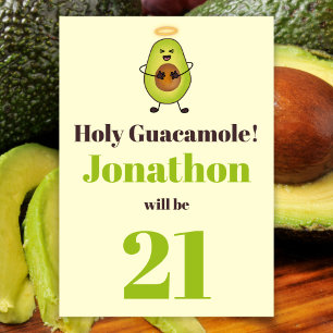 Funny holy guacamole pun 21-jarig feest kaart