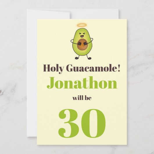 Funny holy guacamole pun 30e verjaardag kaart (Voorkant)
