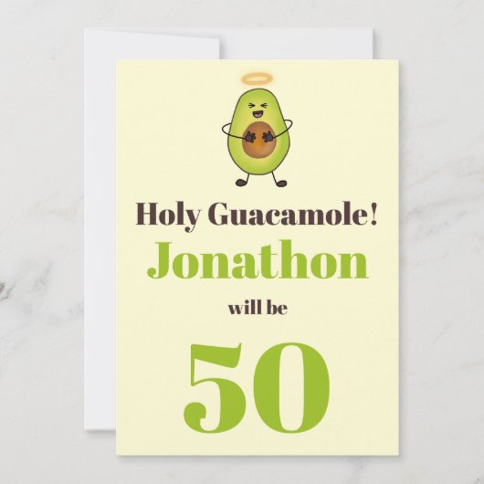 Funny holy guacamole pun 50ste verjaardag kaart (Voorkant)