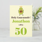 Funny holy guacamole pun 50ste verjaardag kaart (Staand voorkant)