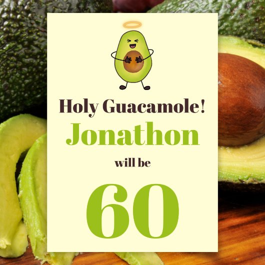 Funny holy guacamole pun 60ste verjaardag kaart