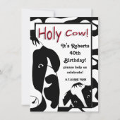 Funny Holy Koe 40th Birthday Party Invite Kaart (Voorkant)