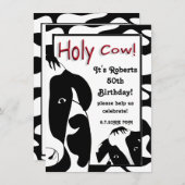 Funny Holy Koe 50th Birthday Party Invite Kaart (Voorkant / Achterkant)