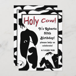 Funny Holy Koe 50th Birthday Party Invite Kaart
