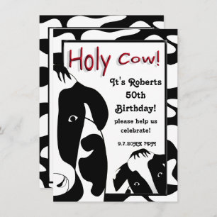 Funny Holy Koe 50th Birthday Party Invite Kaart