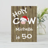 Funny Holy Koe 50th Christmas Verjaardagsuitnodigi Kaart (Staand voorkant)