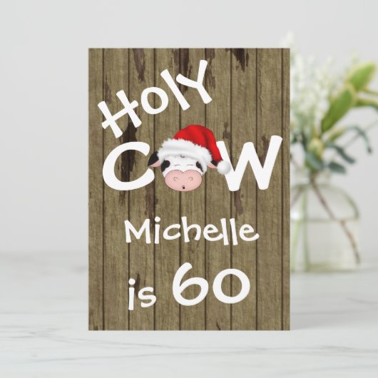 Funny Holy Koe 60e Kerstdag Verjaardag Kaart (Staand voorkant)