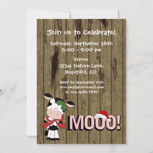 Funny Holy Koe 60e Kerstdag Verjaardag Kaart (Achterkant)