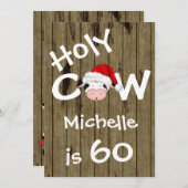Funny Holy Koe 60e Kerstdag Verjaardag Kaart (Voorkant / Achterkant)