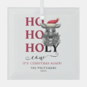 Funny Holy Koe Christmas Glas Ornament (Voorkant)