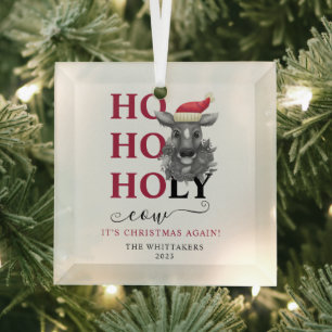 Funny Holy Koe Christmas Glas Ornament
