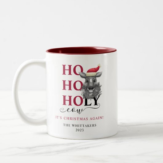 Funny Holy Koe Christmas Tweekleurige Koffiemok (Links)