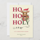Funny Holy Koe Kerstmis Foto Feestdagenkaart (Voorkant)