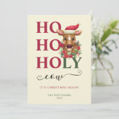 Funny Holy Koe Kerstmis Foto Feestdagenkaart (Staand voorkant)