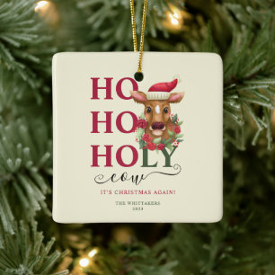 Funny Holy Koe Kerstmis Foto Keramisch Ornament