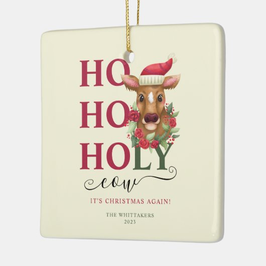 Funny Holy Koe Kerstmis Foto Keramisch Ornament (Links)