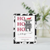 Funny Holy Koe Koeienhuid Pattern Christmas Feestdagenkaart (Staand voorkant)