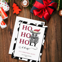 Funny Holy Koe Koeienhuid Pattern Christmas Feestdagenkaart