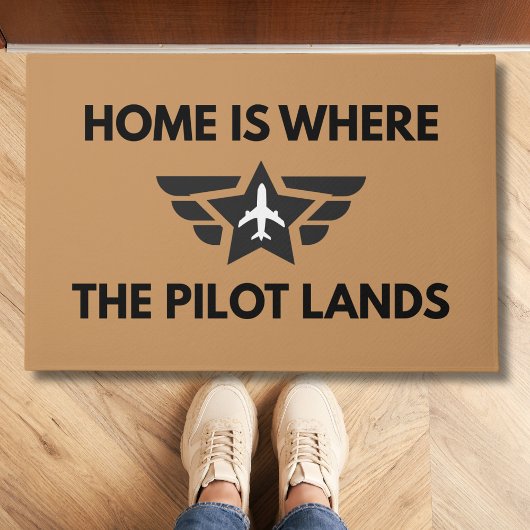 Funny Home Is Where The Pilot Lands Plane Welcome Deurmat