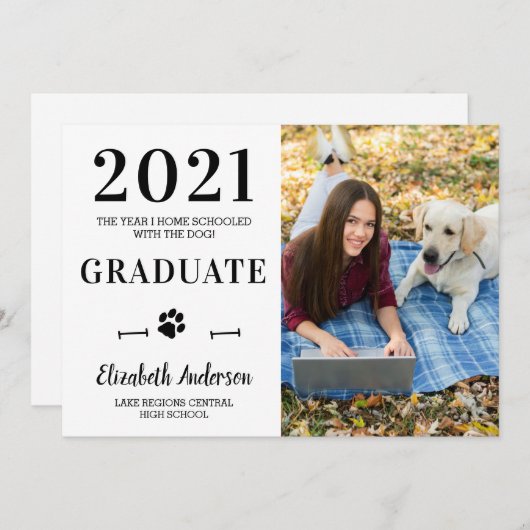 Funny Home School Dog Class 2021 Foto Afstuderen Kaart (Voorkant / Achterkant)