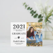 Funny Home School Dog Class of 2021 Afstuderen Fot Uitnodiging Briefkaart (Staand voorkant)